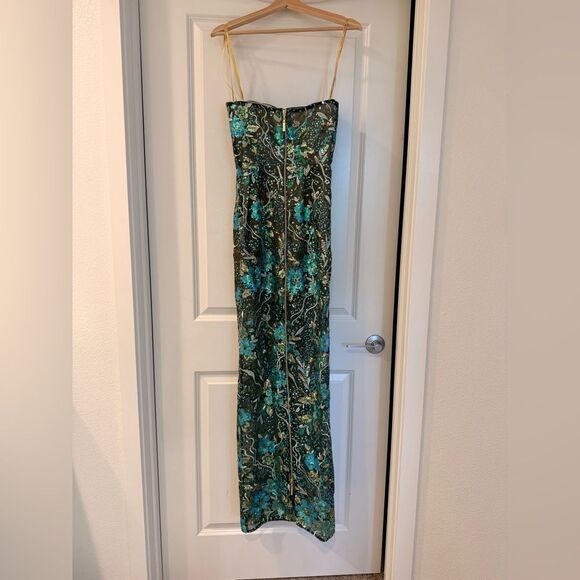 NWOT BRONX AND BANCO Dahlia Teal Multi Maxi Strapless Floral Gown - Picture 8 of 15